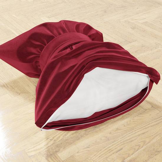 PETTI Cuscino Arredo Fiocco In Velluto 40x50 Cm, Cuscino Divano Bordeaux