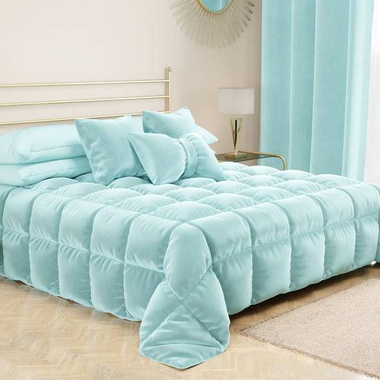 PETTI Cuscino Arredo Fiocco In Velluto 40x50 Cm, Cuscino Divano Celeste