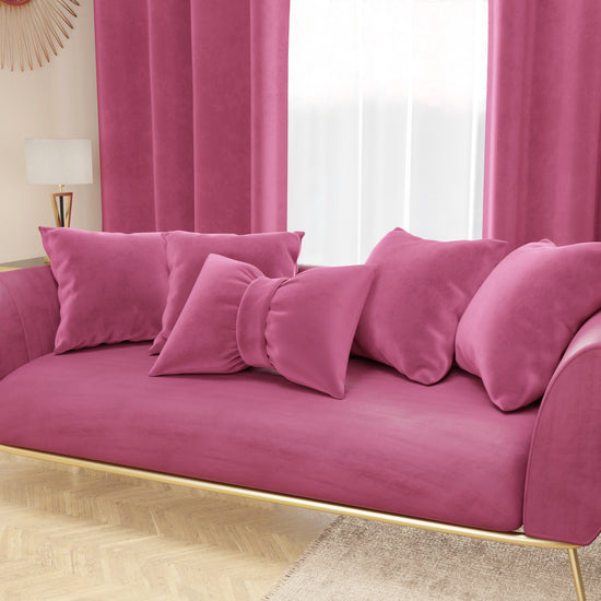 PETTI Cuscino Arredo Fiocco In Velluto 40x50 Cm, Cuscino Divano Fucsia