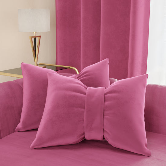 PETTI Cuscino Arredo Fiocco in Velluto 40x50 cm, Cuscino divano Fucsia