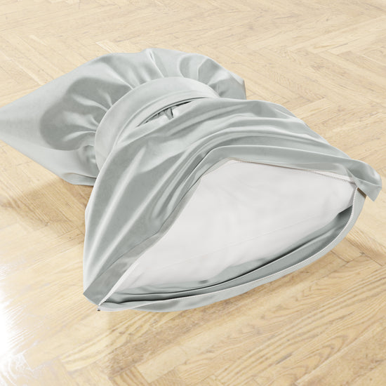 PETTI Cuscino Arredo Fiocco In Velluto 40x50 Cm, Cuscino Divano Grigio Chiaro