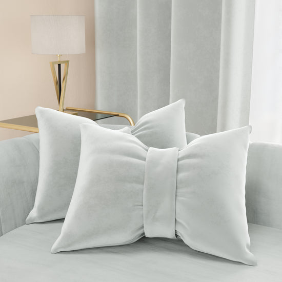 PETTI Cuscino Arredo Fiocco in Velluto 40x50 cm, Cuscino divano Grigio Chiaro