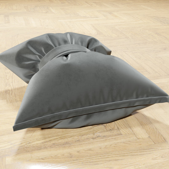 PETTI Cuscino Arredo Fiocco In Velluto 40x50 Cm, Cuscino Divano Grigio Scuro