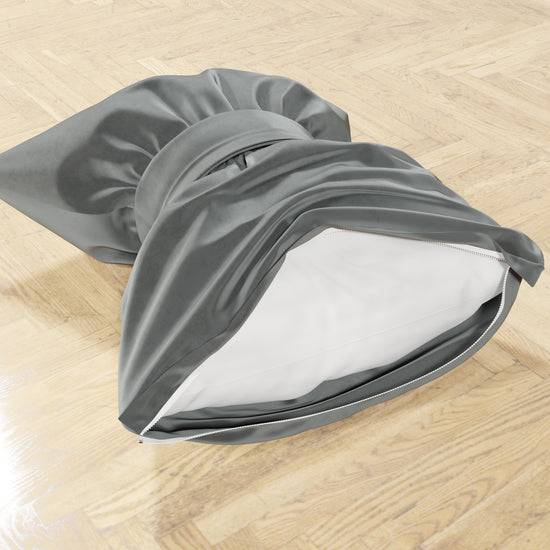 PETTI Cuscino Arredo Fiocco In Velluto 40x50 Cm, Cuscino Divano Grigio Scuro