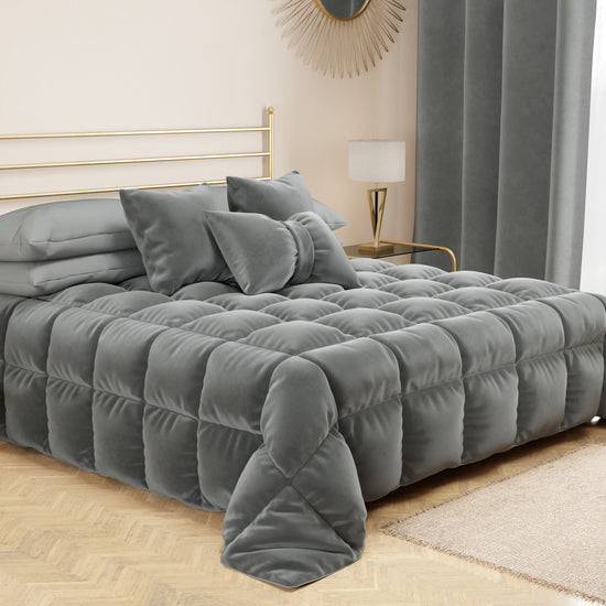 PETTI Cuscino Arredo Fiocco In Velluto 40x50 Cm, Cuscino Divano Grigio Scuro