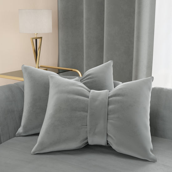 PETTI Cuscino Arredo Fiocco in Velluto 40x50 cm, Cuscino divano Grigio Scuro