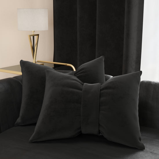 PETTI Cuscino Arredo Fiocco in Velluto 40x50 cm, Cuscino divano Nero