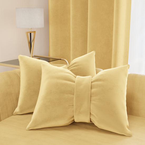 PETTI Cuscino Arredo Fiocco in Velluto 40x50 cm, Cuscino divano Oro