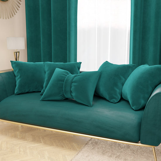 PETTI Cuscino Arredo Fiocco In Velluto 40x50 Cm, Cuscino Divano Ottanio