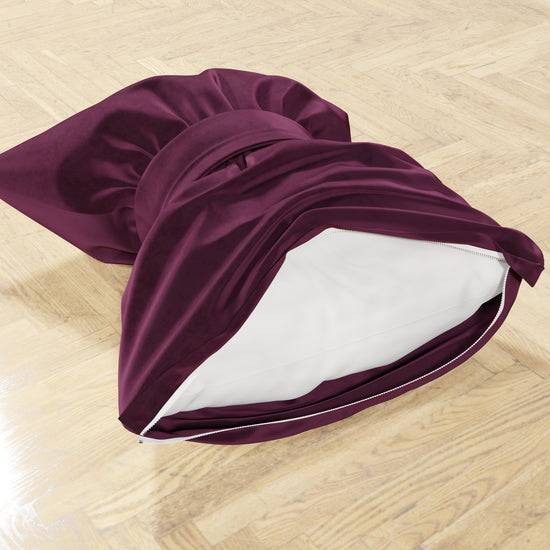 PETTI Cuscino Arredo Fiocco In Velluto 40x50 Cm, Cuscino Divano Prugna