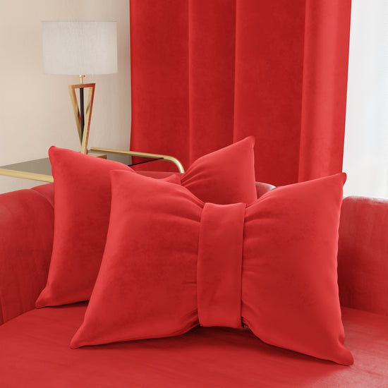 PETTI Cuscino Arredo Fiocco in Velluto 40x50 cm, Cuscino divano Rosso