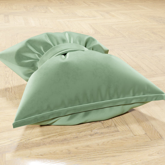 PETTI Cuscino Arredo Fiocco In Velluto 40x50 Cm, Cuscino Divano Salvia