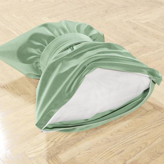 PETTI Cuscino Arredo Fiocco In Velluto 40x50 Cm, Cuscino Divano Salvia