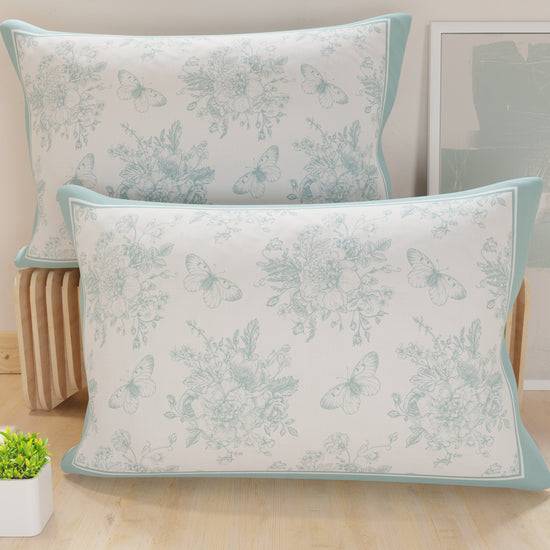 PETTI Federe, Federe Cuscini in Stampa Digitale, Botanic Celeste