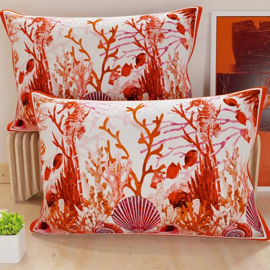 PETTI Federe, Federe Cuscini in Stampa Digitale, Corallo Rosso
