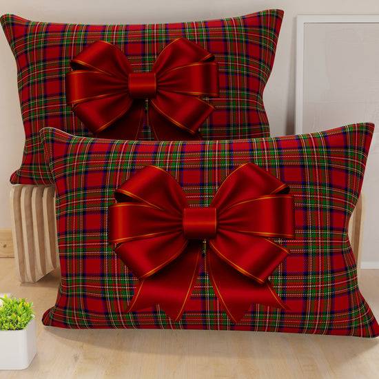 PETTI Federe, Federe Cuscini in Stampa Digitale, Fiocco Tartan, Fantasia Scozzese