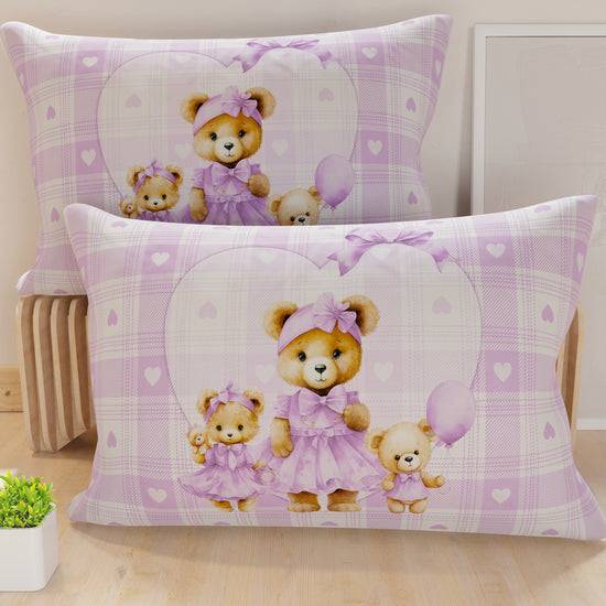 PETTI Federe, Federe Cuscini in Stampa Digitale, Teddy Love Lilla