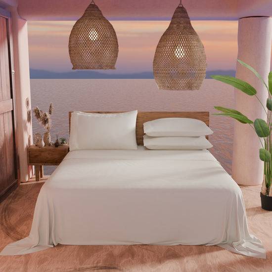 PETTI Lenzuola Matrimoniali In Puro Cotone Percalle Con Balza In Pizzo San Gallo - Panna