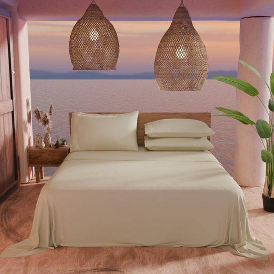 PETTI Lenzuola Matrimoniali In Puro Cotone Percalle Con Balza In Pizzo San Gallo - Beige