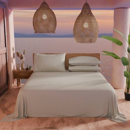 PETTI Lenzuola Matrimoniali In Puro Cotone Percalle Con Balza In Pizzo San Gallo - Tortora