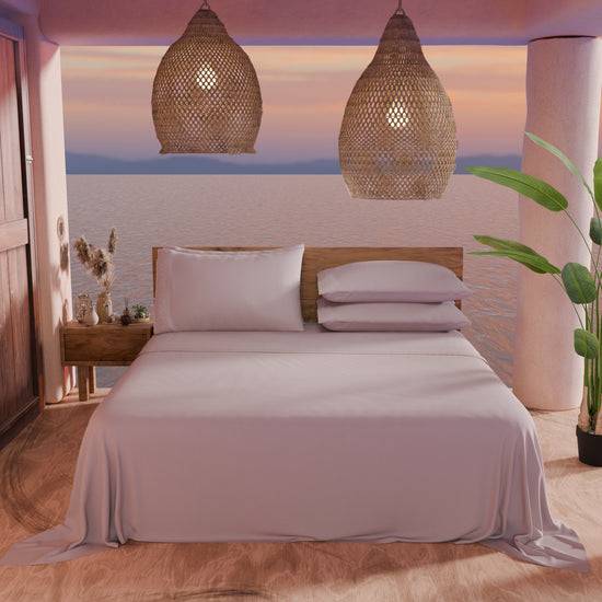 PETTI Lenzuola Matrimoniali In Puro Cotone Percalle Con Balza In Pizzo San Gallo - Cipria