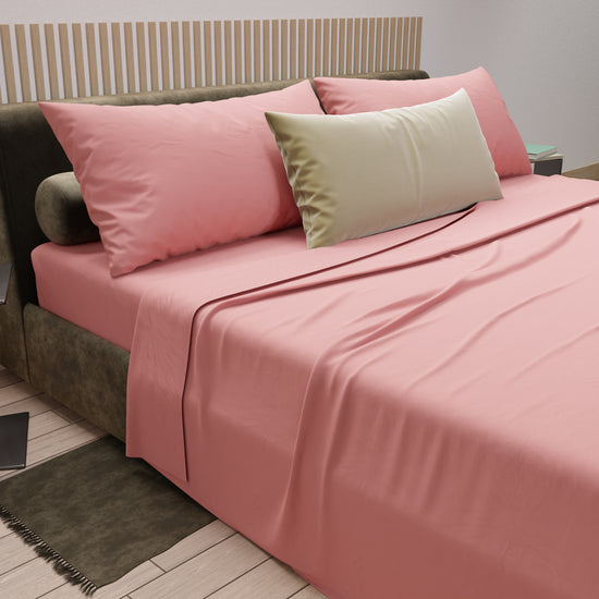 PETTI Lenzuola Matrimoniali, Singole, Una Piazza E Mezza, 100% Cotone, Rosa