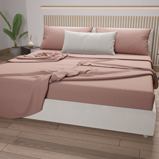 PETTI Lenzuola Matrimoniali, Singole, Una Piazza E Mezza, 100% Cotone, Cipria