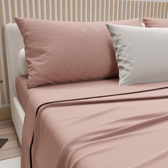 PETTI Lenzuola Matrimoniali, Singole, Una Piazza E Mezza, 100% Cotone, Cipria