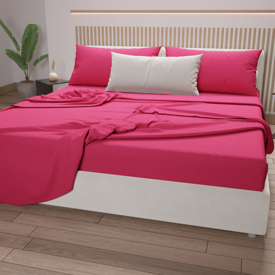 PETTI Lenzuola Matrimoniali, Singole, Una Piazza E Mezza, 100% Cotone, Fucsia