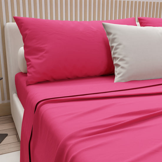 PETTI Lenzuola Matrimoniali, Singole, Una Piazza E Mezza, 100% Cotone, Fucsia