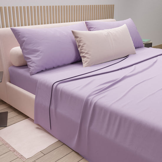 PETTI Lenzuola Matrimoniali, Singole, Una Piazza E Mezza, 100% Cotone, Lilla