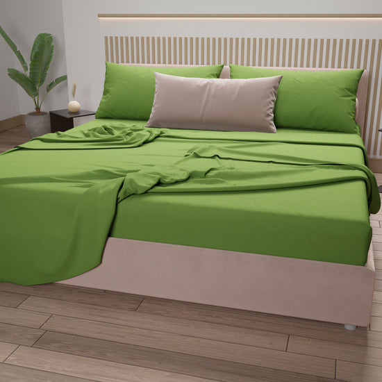 PETTI Lenzuola Matrimoniali, Singole, Una Piazza E Mezza, 100% Cotone, Verde