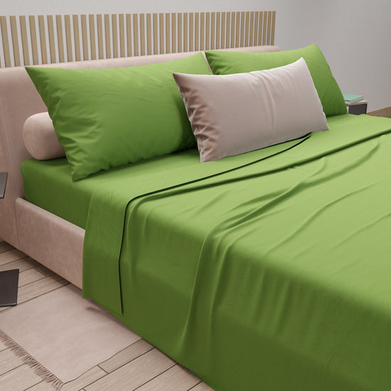 PETTI Lenzuola Matrimoniali, Singole, Una Piazza E Mezza, 100% Cotone, Verde