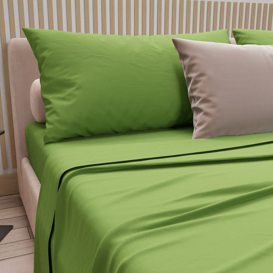 PETTI Lenzuola Matrimoniali, Singole, Una Piazza E Mezza, 100% Cotone, Verde