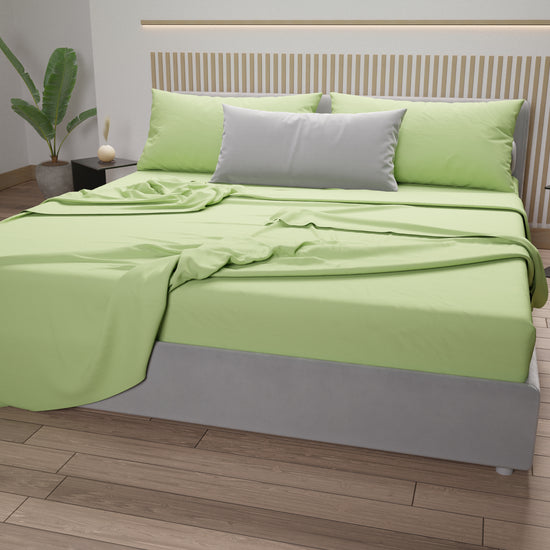 PETTI Lenzuola Matrimoniali, Singole, Una Piazza E Mezza, 100% Cotone, Salvia