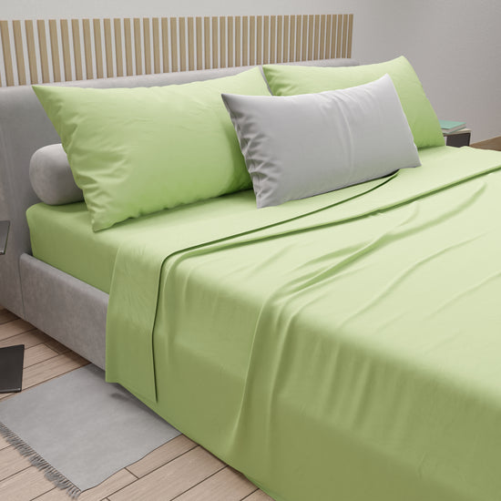 PETTI Lenzuola Matrimoniali, Singole, Una Piazza E Mezza, 100% Cotone, Salvia