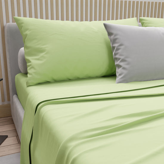 PETTI Lenzuola Matrimoniali, Singole, Una Piazza E Mezza, 100% Cotone, Salvia