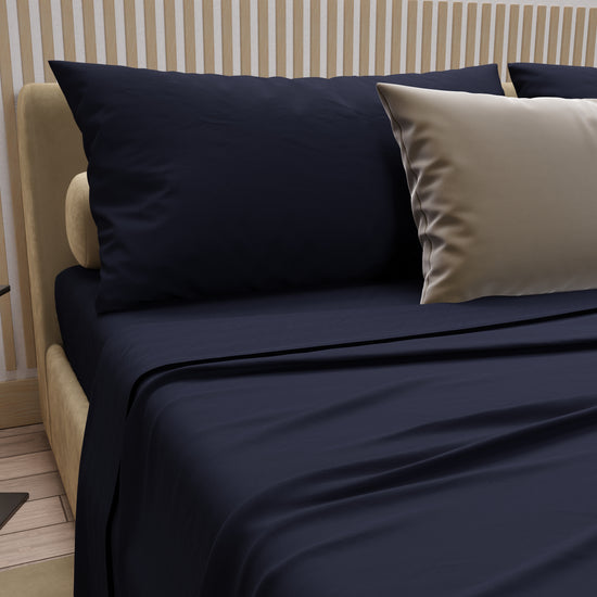 PETTI Lenzuola Matrimoniali, Singole, Una Piazza E Mezza, 100% Cotone, Blu Marino