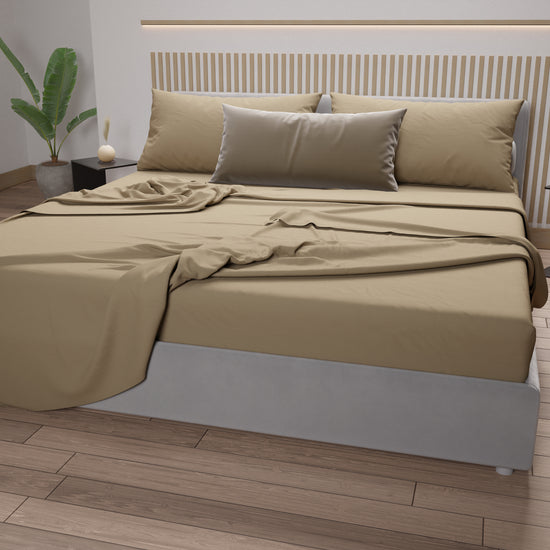 PETTI Lenzuola Matrimoniali, Singole, Una Piazza E Mezza, 100% Cotone, Tortora