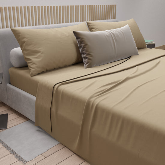 PETTI Lenzuola Matrimoniali, Singole, Una Piazza E Mezza, 100% Cotone, Tortora