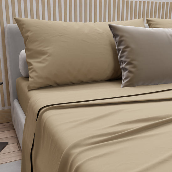 PETTI Lenzuola Matrimoniali, Singole, Una Piazza E Mezza, 100% Cotone, Tortora