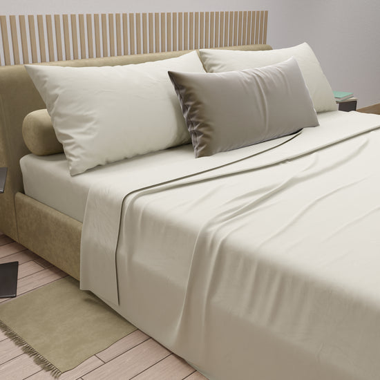 PETTI Lenzuola Matrimoniali, Singole, Una Piazza E Mezza, 100% Cotone, Panna