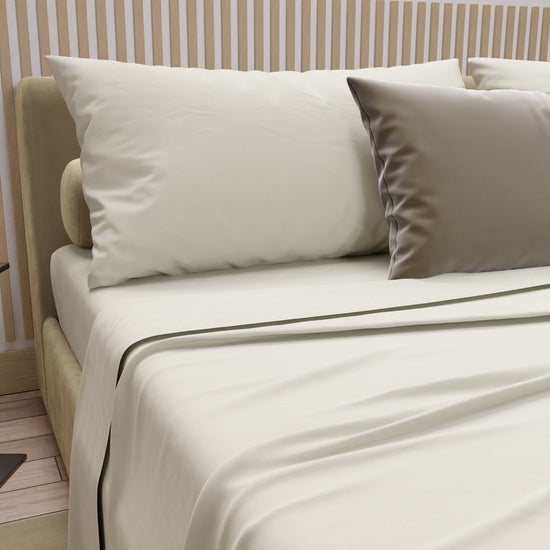 PETTI Lenzuola Matrimoniali, Singole, Una Piazza E Mezza, 100% Cotone, Panna