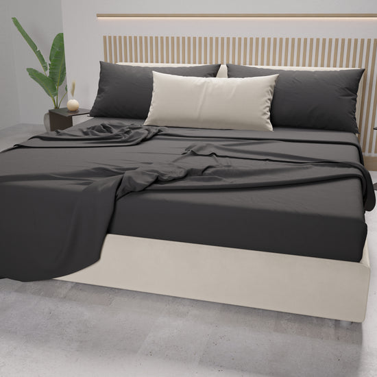 PETTI Lenzuola Matrimoniali, Singole, Una Piazza E Mezza, 100% Cotone, Grigio Fumo