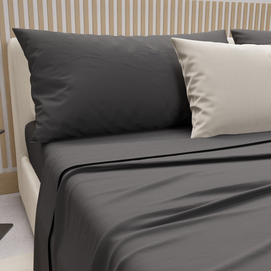 PETTI Lenzuola Matrimoniali, Singole, Una Piazza E Mezza, 100% Cotone, Grigio Fumo