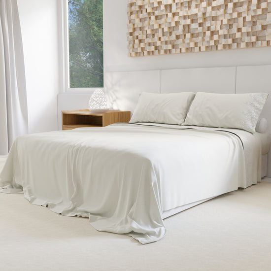 PETTI Lenzuola Percalle Con Pizzo, Lenzuola Matrimoniali Cotone Bianco