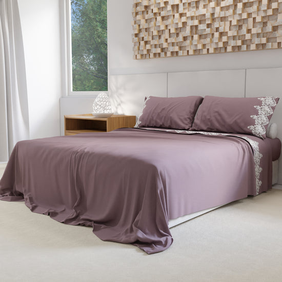 PETTI Lenzuola Percalle Con Pizzo, Lenzuola Matrimoniali Cotone Cipolla