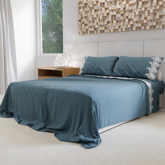 PETTI Lenzuola Percalle Con Pizzo, Lenzuola Matrimoniali Cotone Avion