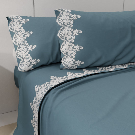 PETTI Lenzuola Percalle Con Pizzo, Lenzuola Matrimoniali Cotone Avion