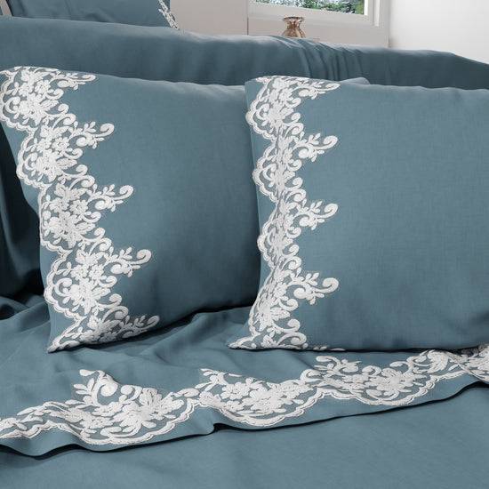 PETTI Lenzuola Percalle con Pizzo, Lenzuola Matrimoniali Cotone Avion